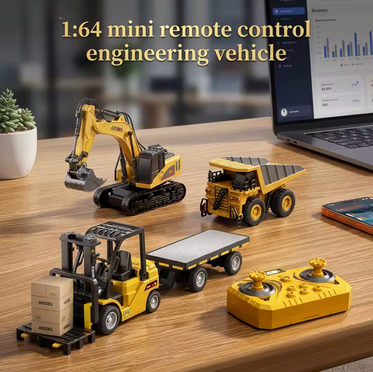 1:64 Bluetooth Remote Control Crane and Forklift Two-In-One Desktop Mini Alloy Toy Car with Trailer Christmas Gift in Color Box